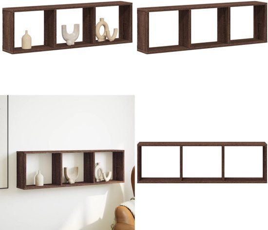vidaXL Wandkast - 100x16x30 cm - Bewerkt Hout - Bruin Eikenkleur