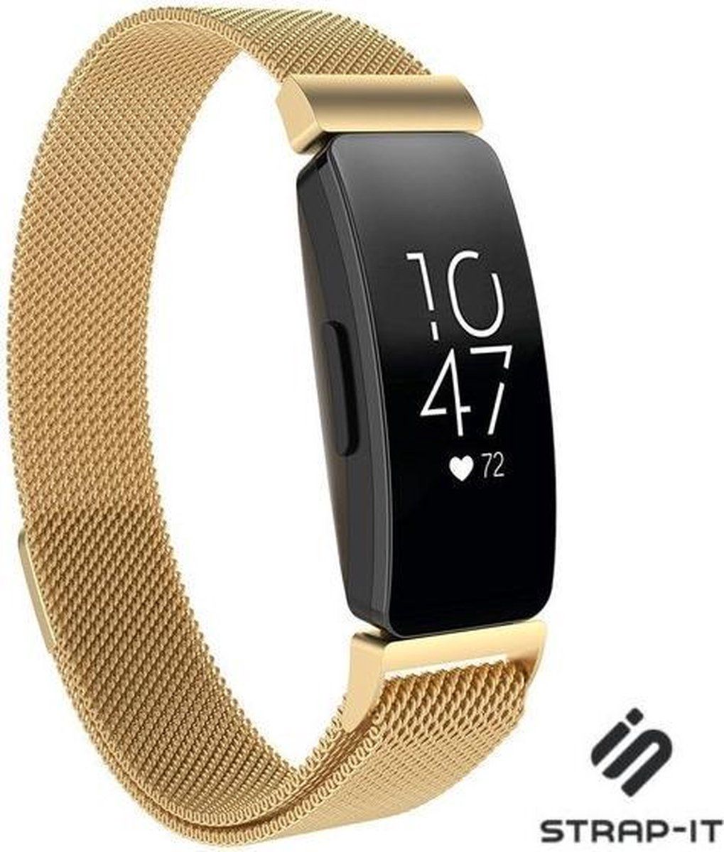 Strap-it Fitbit Inspire / Inspire HR / Inspire 2 Milanese band - goud - Maat: S