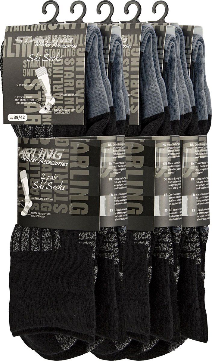 Starling Skikousen - 5-pack - Whistler - Zwart/Grijs - Maat 31/34