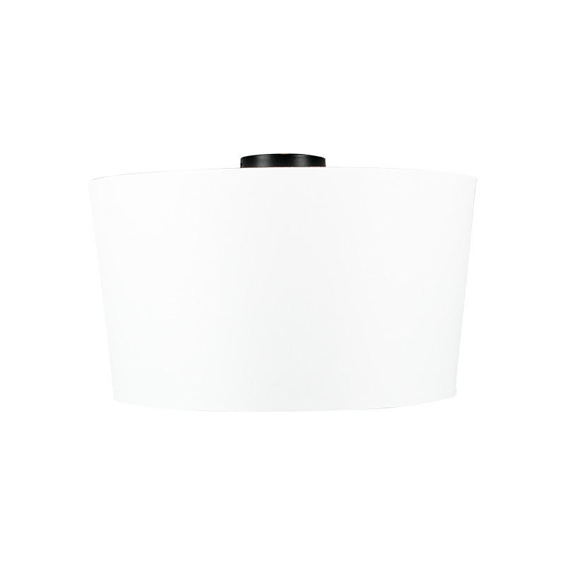 QAZQA plafondlamp combi mat zwart met kap 45cm wit