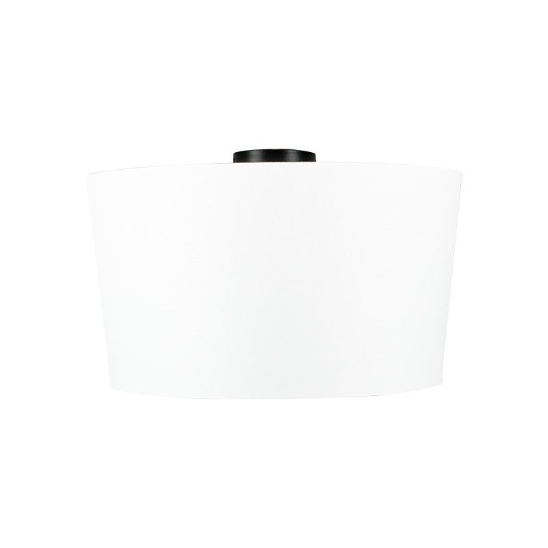 QAZQA plafondlamp combi mat zwart met kap 45cm wit | 8718881059025