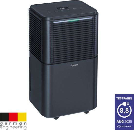 Beurer LE 150 Luchtontvochtiger - Stil & Energiezuinig - 30 m² - 12L/24u - Nachtmodus & Wasdroogfunctie - Zwart