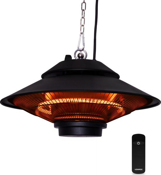 VONROC Terrasverwarmer Albano 1500W - Hangend - Infrarood - Zwart
