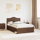 vidaXL Bedframe Bruin Eiken Massief Grenenhout 120 x 190 cm