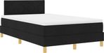 vidaXL LED Boxspring Bed met Kussen Zwart 120 x 190 cm Stof