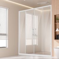 VEVOR Porte de douche coulissante double 147x150x178 cm, paroi de douche en verre trempé transparent de 6 mm, étanche, incassable, résistant aux taches, avec quincaillerie en acier inoxydable, chrome