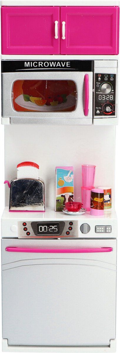 Fleur Keuken Speelset Vaatwasser En Magnetron - Grijs/Roze - 8710124141108