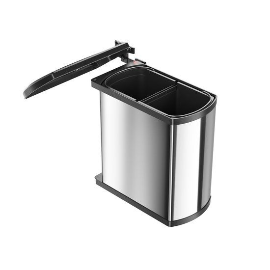 Hailo Inbouw Prullenbak - 2x8 l - RVS - Zwart - AE341610