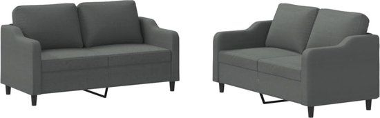 vidaXL 2-delige Loungeset met kussens stof donkergrijs