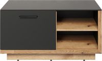 Merkloos Trednmeubl Synnax bank 1 klep, 2 planken grijs, eik decor.
