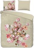 Good Morning dekbedovertrek bloemen - Lits jumeaux 240x200/220 cm - Zand - 100% Katoen renforcé