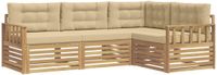 vidaXL - Hoekbank - 5-delig - Wit en Beige - Polyester