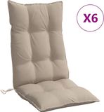 vidaXL Stoelkussens 6 st hoge rug oxford stof taupe
