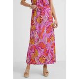 Geisha Gebloemde Midi Rok Roze