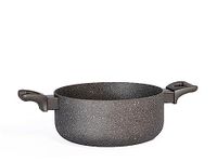 H&H Stone Grey Aluminium pot met antiaanbaklaag, 22 cm, inductie