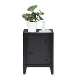 FurnitureR Verticale opbergkast van metaal, bijzettafel met planken met 2 niveaus, nachtkastje voor woonkamer, slaapkamer, kantoor, zwart
