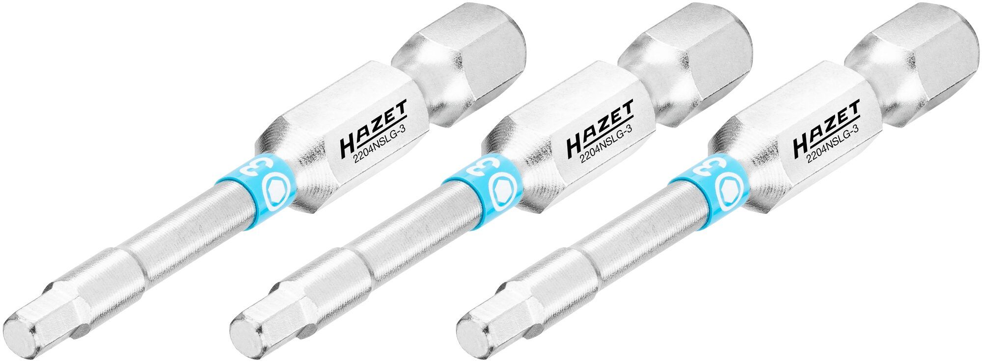 HAZET Bit 2204NSLG-3/3 · 1/4 inch (6,3 mm) zeskant massief · Binnen-zeskant-profiel · 3-delig · SW 3 mm