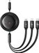 Baseus Free2Draw CB000084 intrekbare USB-C - Lightning / USB-C / micro-USB-kabel 100W 1,1m - zwart