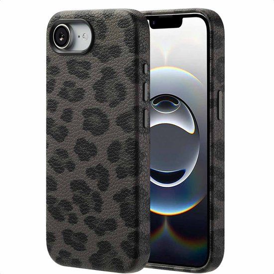 Selencia Sabi Backcover Panterprint met MagSafe voor de Apple iPhone 17e / 16e - Midnight Black