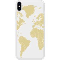 Apple Bedrukt siliconen hoesje compatibel met iPhone XS Max Map beige