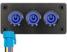 ProRide Interrupteur à bouton-poussoir métallique 12-24V OFF-(ON) - Panneau encastrable triple - 16mm - IP67 - Indicateur LED Bleu