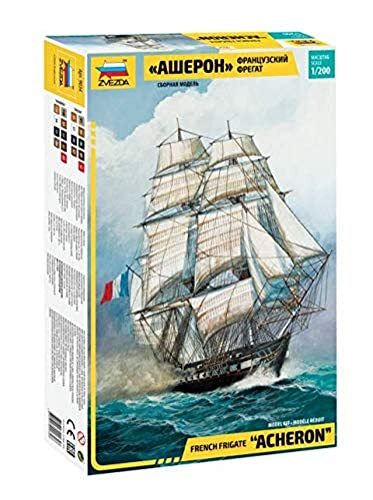 Zvezda 500789034 500789034-1:200 French Frigate Acheron-plastic bouwpakket bouwpakket bouwpakket voor beginners-gedetailleerd, bruin/wit