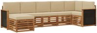 vidaXL Hoek loungeset 7 zitplaatsen Massief Acacia Hout en Polyester Natuurlijk en Beige