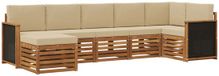 vidaXL Hoek loungeset 7 zitplaatsen Massief Acacia Hout en Polyester Natuurlijk en Beige