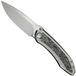 WE Knife WE23092-2 Satin, Titane Gris Aluminium Feuille Carbone Incrustation, couteau de poche