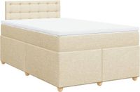 vidaXL Boxspring met matras stof crèmekleurig 120x200 cm