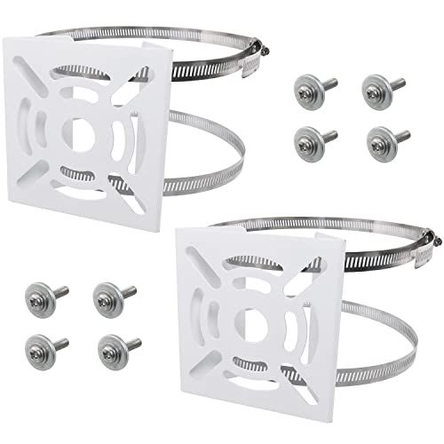 Ruiwaer 2 sets universele verticale paal mount adapter met 2 lussen (20 cm diameter) voor CCTV beveiligingscamera PTZ dome, wit