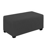 Easy-Going Stretch Ottoman Cover Foldable Storage Ottoman Furniture Protector Soft Rectangular Cover with Elastic Bottom (Ottoman Large, Dark Grey)