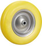 Merkloos Relaxdays kruiwagenwiel 4.80 4.00-8 - massief rubber - stalen velg - tot 100 kg - anti lek - geel-rood