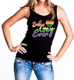 Bellatio Decorations Best gay ever regenboog gaypride tanktop - zwart regenboog singlet voor dames - gaypride M