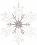 Decoris Kaemingk B.V. 3x Kerstboom decoratie sneeuwvlok 21 cm transparant/zilver