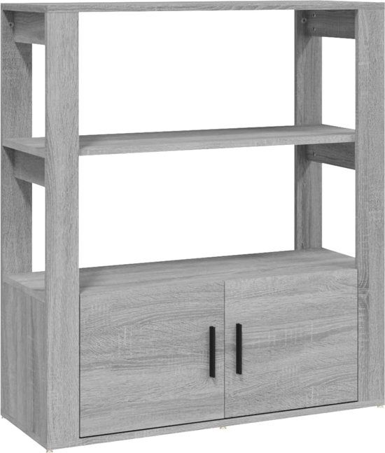 vidaXL Dressoir 80x30x90 cm bewerkt hout grijs sonoma eikenkleurig