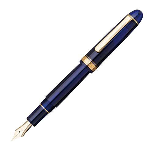 Platinum Pen PLATINUM Japanse vulpen # 3776 Century Gold Trim Chartres Blue B/Blauw / 0,44-0,54 mm Handgemaakt/Pen van 14-karaats goud/met geschenkdoos/vulpen