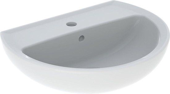 Geberit Bastia Wastafel - Rond - 55x42cm - Wit - Met Kraangat - Zonder Overloop