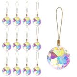 LUMITI 12 stuks boules de Noël en cristal, ornements, 1,18 ″ mini prisma rond décorations d'arbre de Noël fleur, ornement suspendu pour décoration de fête de mariage salon (cristal AB)