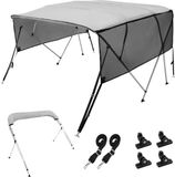 VEVOR 4 Boog Bimini Top Bootafdekking, 84"-90" Installatiebreedte 600D Polyester Luifel, Bootluifel met Verwijderbare Mesh Zijpanelen, Waterdicht en Zonwering, Inclusief Opbergdoos Lichtgrijs