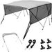 VEVOR 4 Boog Bimini Top Bootafdekking, 84"-90" Installatiebreedte 600D Polyester Luifel, Bootluifel met Verwijderbare Mesh Zijpanelen, Waterdicht en Zonwering, Inclusief Opbergdoos Lichtgrijs