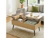 HOMCOM Table basse relevable avec double plateau, table de salon avec compartiment caché et pieds en métal, bois naturel