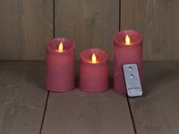 Anna's Collection - Set de bougies LED - 3x Rustique - Rose antique - Télécommande