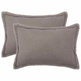 vidaXL - Kussensloop - 2 stuks - HOUTEN - Lichtgrijs - 50 x 75 cm - Bouclé