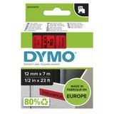 DYMO D1 Standard Labels - Black on Red - 12mm x 7m - S0720570