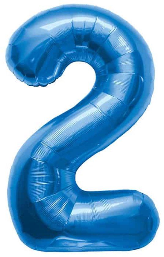 Folat Folieballon Cijfer 2 Blauw - 86 cm