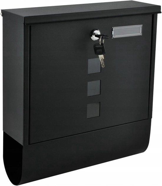 Wandbrievenbus met Krantenrol - Mat Zwart - Gegalvaniseerd Staal - Merkloos
