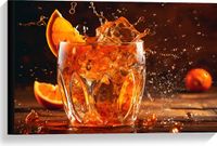 Merkloos / Sans marque Take your time Canvas - Glas - Drinken - Ijs - Fruit - Sinaasappel - Spetters - Druppels - 60x40 cm Foto op Canvas Schilderij (Wanddecoratie op Canvas)