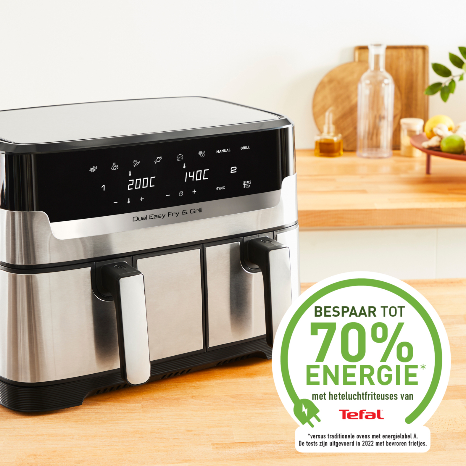 Tefal Dual Easy Fry & Grill EY905D - 8.3L XXL Hot Air Fryer - Stainless Steel