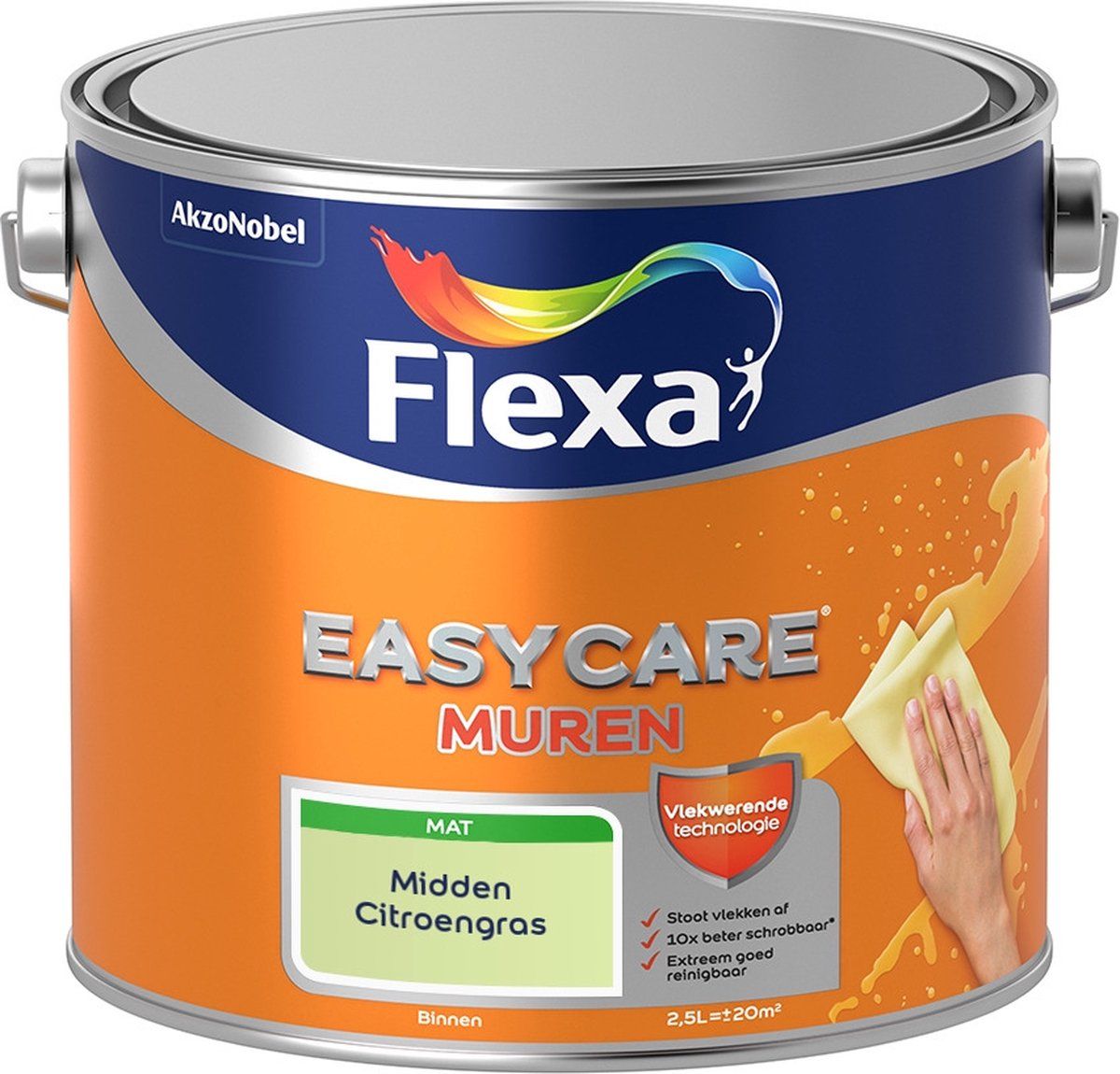 FLEXA Easycare Muurverf - Mat - Midden Citroengras - 2,5 liter